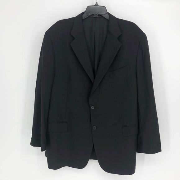 JOSEPH ABBOUD Men's Modern Fit Suit Jacket 46R Black Notch Lapel Super 120s Wool - Picture 2 of 8